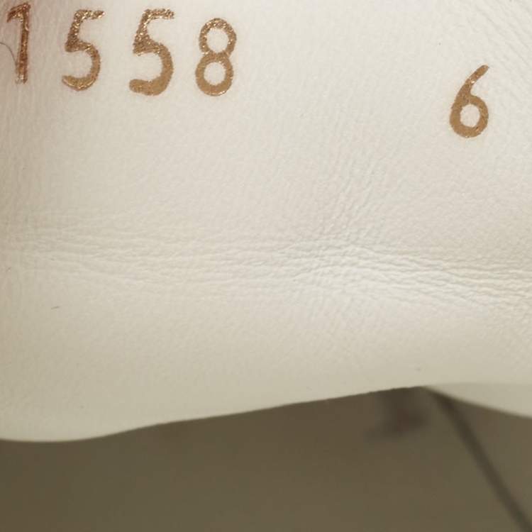 Pre Owned Dolce & Gabbana White Leather Portofino Pearl Embellished Low Top Sneakers Size 39