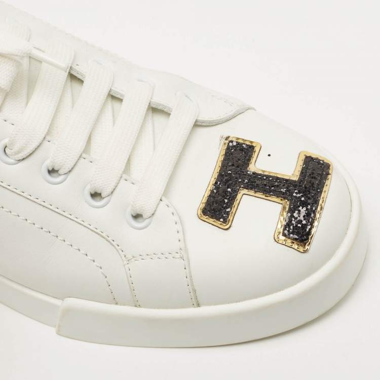 Pre Owned Dolce & Gabbana White Leather Sacred Heart Portofino Sneakers Size 40