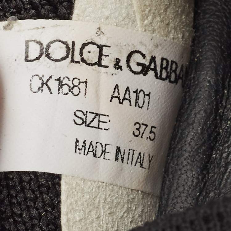 Pre Owned Dolce & Gabbana White /Black Knit Fabric Sorrento Slip on  Sneakers Size 37.5