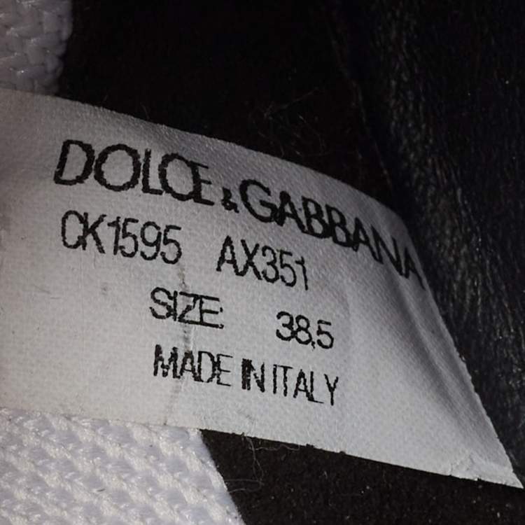 Pre Owned Dolce & Gabbana Black Knit Fabric Tropical Rose Print Sorrento  Slip On Sneakers Size 38.5