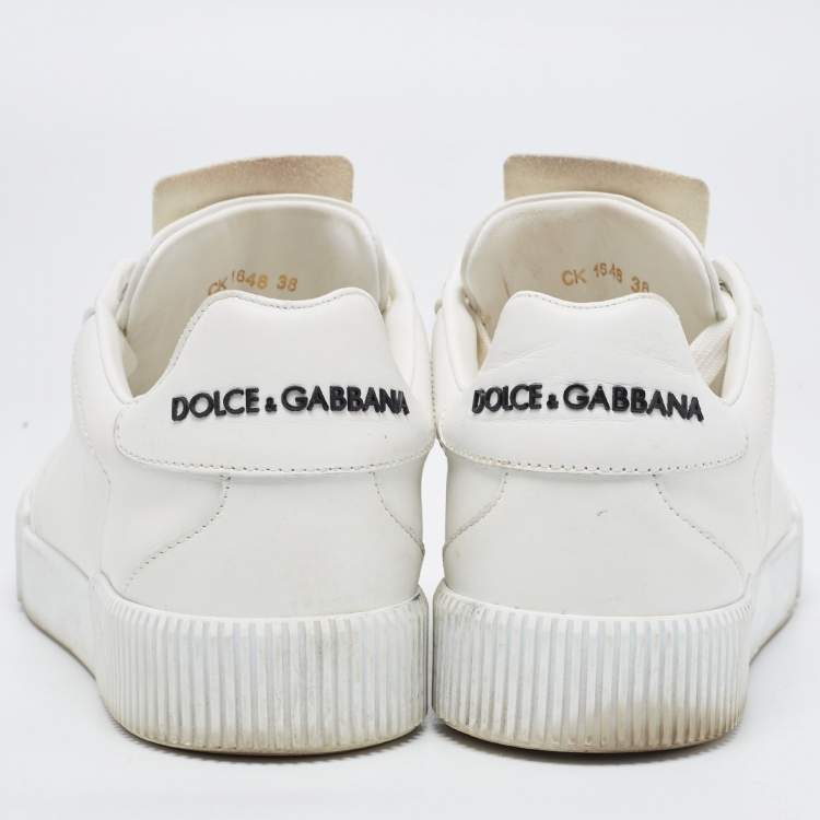 Pre Owned Dolce & Gabbana White Leather Roma Sneakers Size 38