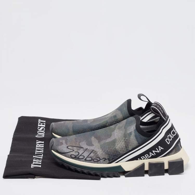 Pre Owned Dolce & Gabbana Camouflage Knit Fabric Sorrento Sneakers Size 39