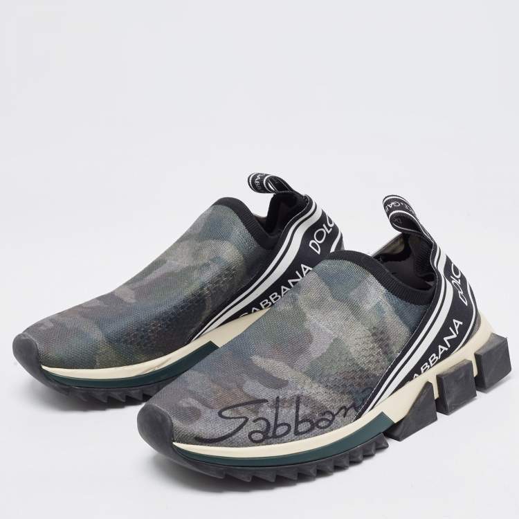 Pre Owned Dolce & Gabbana Camouflage Knit Fabric Sorrento Sneakers Size 39