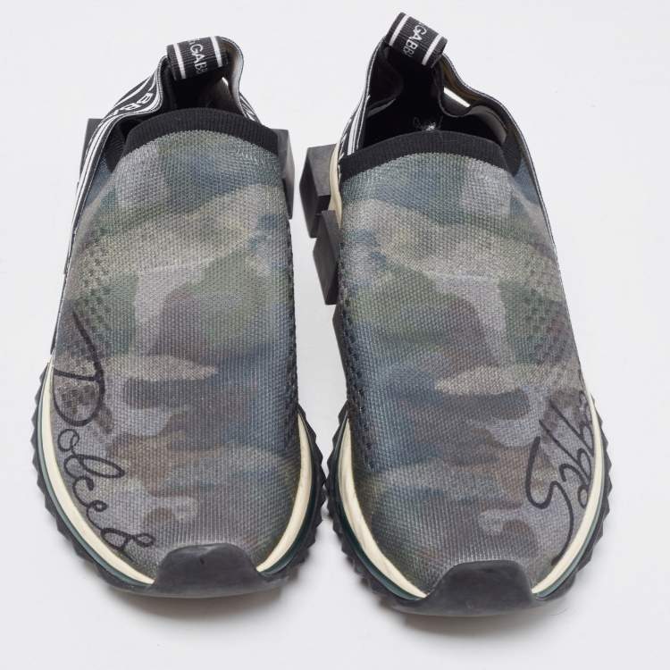 Pre Owned Dolce & Gabbana Camouflage Knit Fabric Sorrento Sneakers Size 39