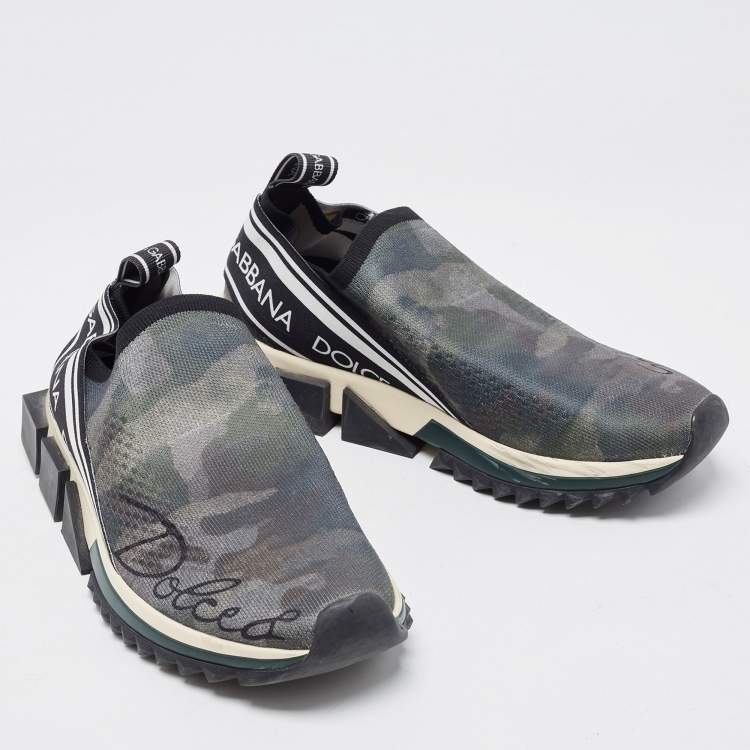 Pre Owned Dolce & Gabbana Camouflage Knit Fabric Sorrento Sneakers Size 39
