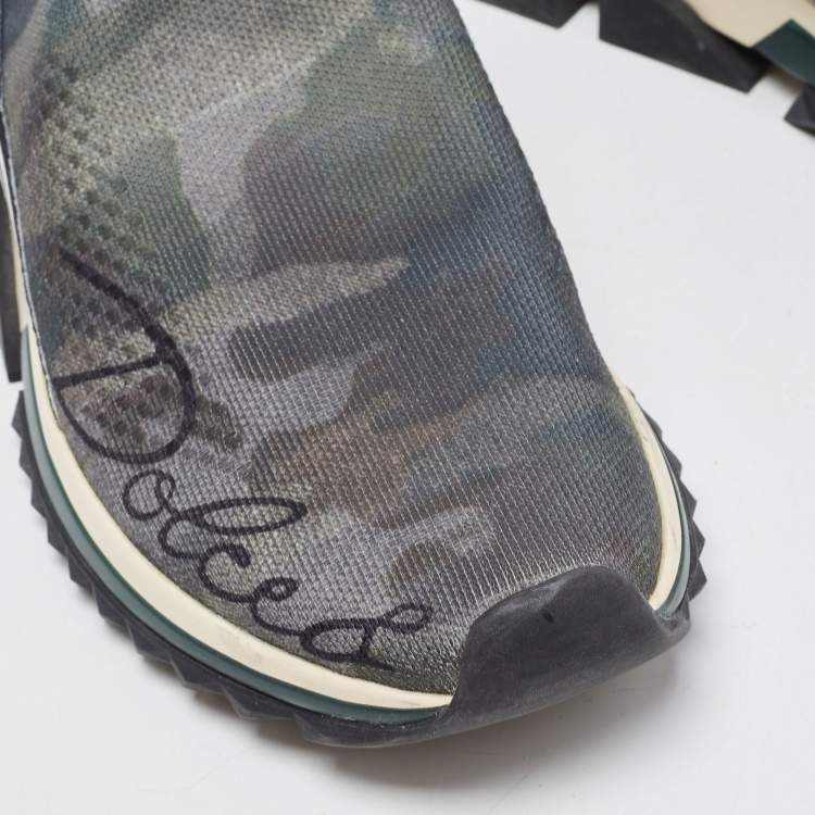 Pre Owned Dolce & Gabbana Camouflage Knit Fabric Sorrento Sneakers Size 39