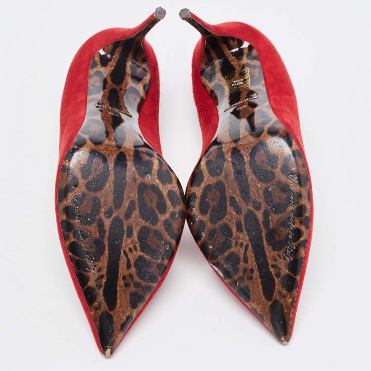 Pre Owned Dolce & Gabbana Red Suede Pointed Toe Pumps Size 38.5