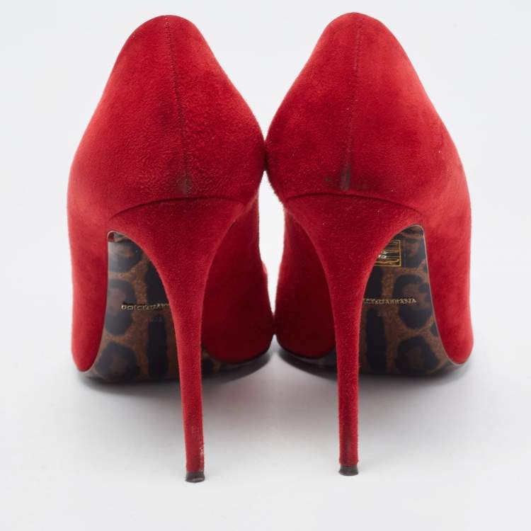 Pre Owned Dolce & Gabbana Red Suede Pointed Toe Pumps Size 38.5