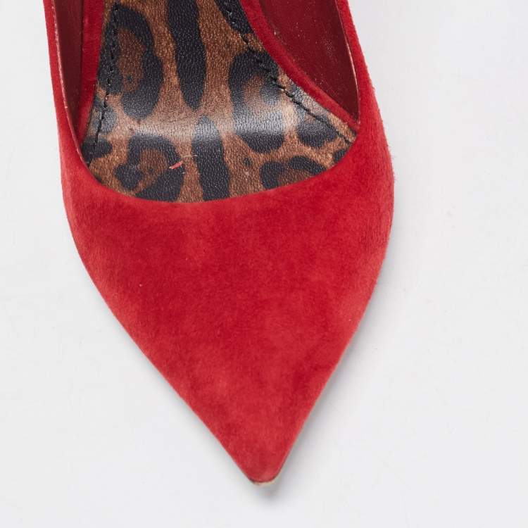 Pre Owned Dolce & Gabbana Red Suede Pointed Toe Pumps Size 38.5