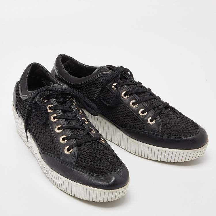 مملوكة مسبقًا Dolce & Gabbana Black Leather and Mesh Wedge Sneakers Size 41