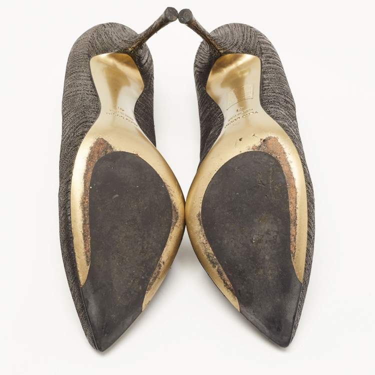 Pre Owned Dolce & Gabbana Metallic Laminated Suede Pointed Toe Pumps Size 41