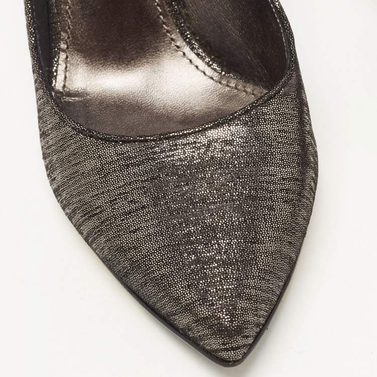 Pre Owned Dolce & Gabbana Metallic Laminated Suede Pointed Toe Pumps Size 41