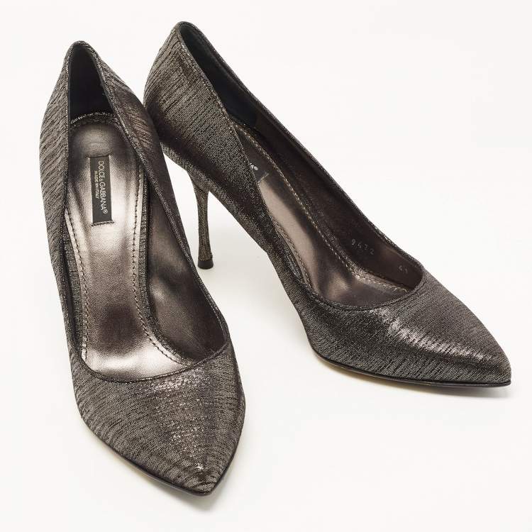 Pre Owned Dolce & Gabbana Metallic Laminated Suede Pointed Toe Pumps Size 41