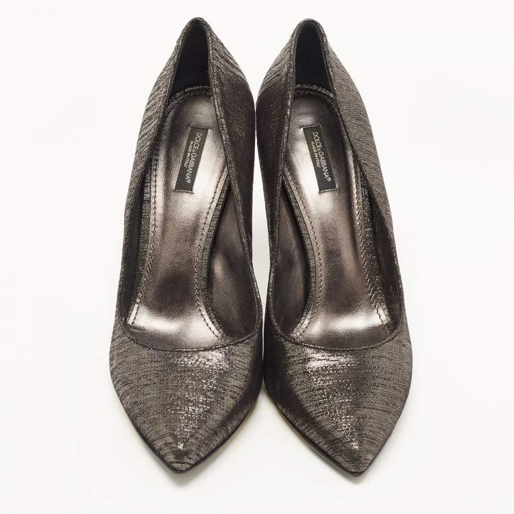 Pre Owned Dolce & Gabbana Metallic Laminated Suede Pointed Toe Pumps Size 41