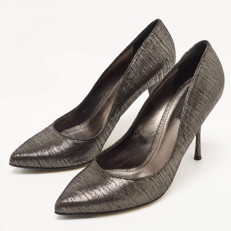 Pre Owned Dolce & Gabbana Metallic Laminated Suede Pointed Toe Pumps Size 41
