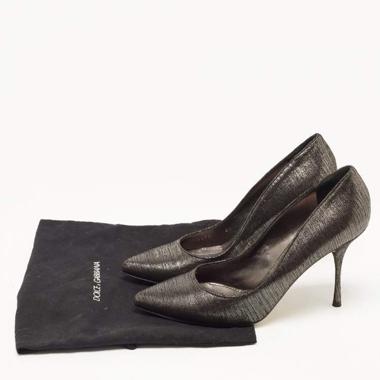 Pre Owned Dolce & Gabbana Metallic Laminated Suede Pointed Toe Pumps Size 41