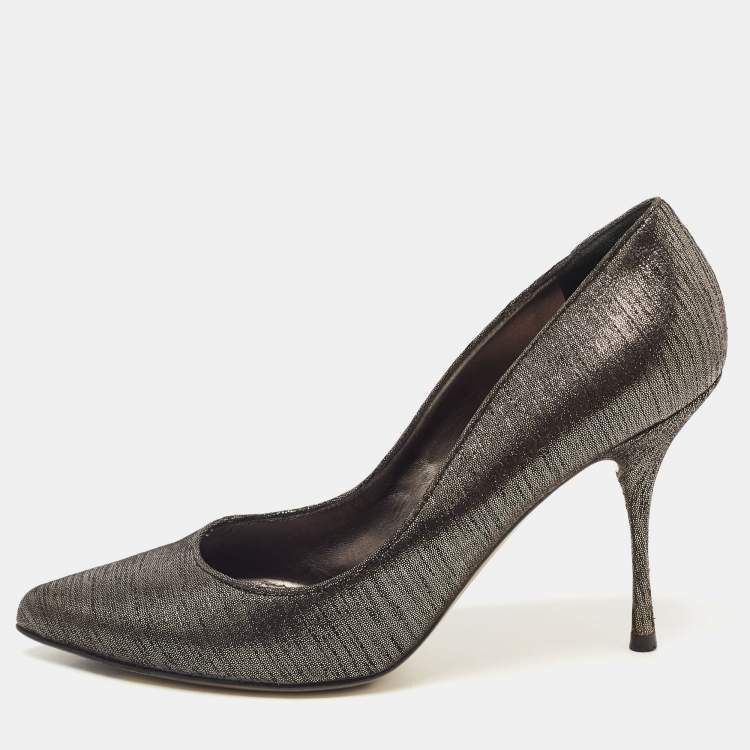 Pre Owned Dolce & Gabbana Metallic Laminated Suede Pointed Toe Pumps Size 41