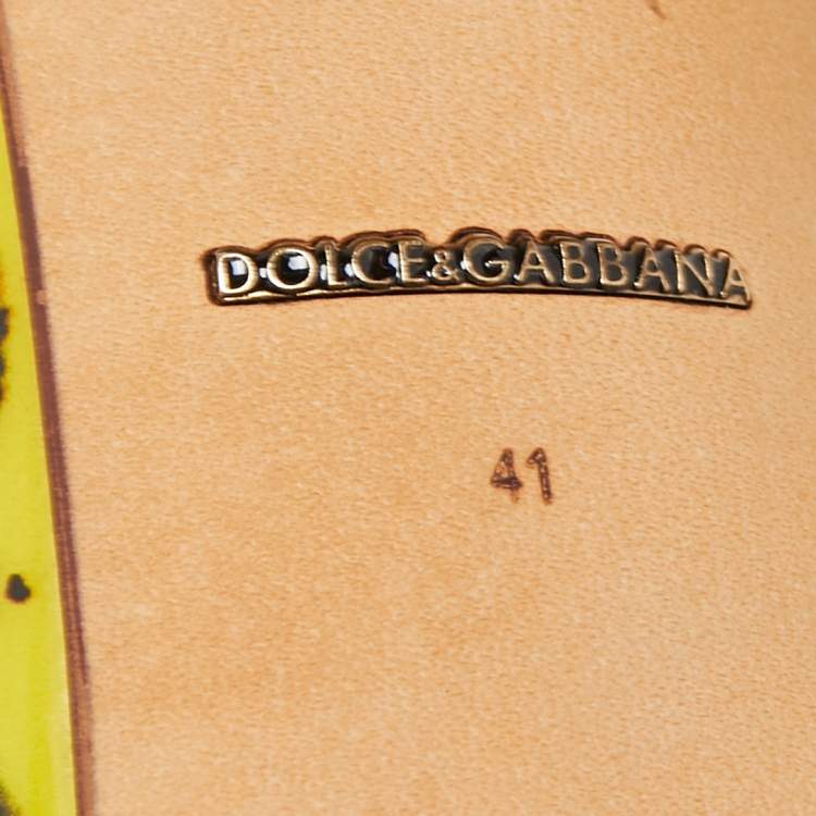 مملوكة مسبقًا Dolce & Gabbana Multicolor Patent Brocade Ankle Strap Sandals Size 41