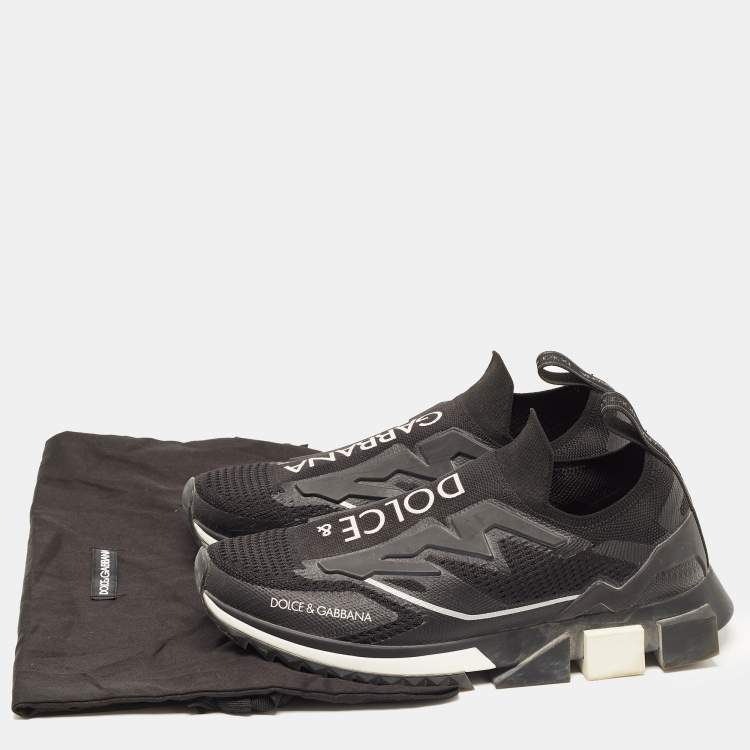 Pre Owned Dolce & Gabbana Black Knit Fabric Sorrento Sneakers Size 41