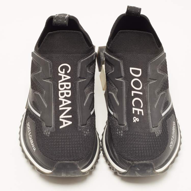 Pre Owned Dolce & Gabbana Black Knit Fabric Sorrento Sneakers Size 41