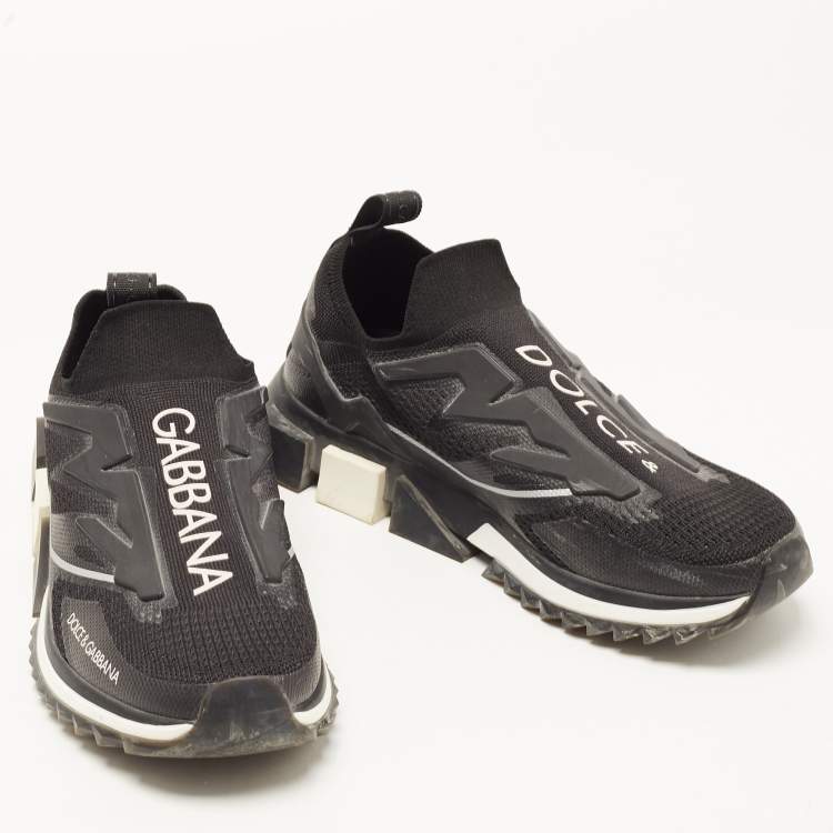 Pre Owned Dolce & Gabbana Black Knit Fabric Sorrento Sneakers Size 41