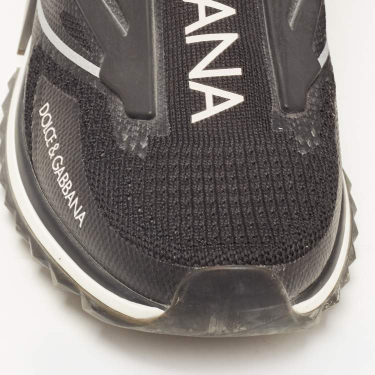 Pre Owned Dolce & Gabbana Black Knit Fabric Sorrento Sneakers Size 41