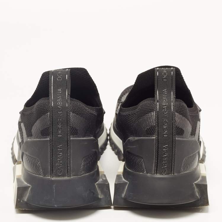 Pre Owned Dolce & Gabbana Black Knit Fabric Sorrento Sneakers Size 41