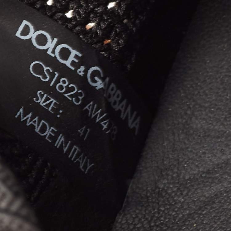 Pre Owned Dolce & Gabbana Black Knit Fabric Sorrento Sneakers Size 41