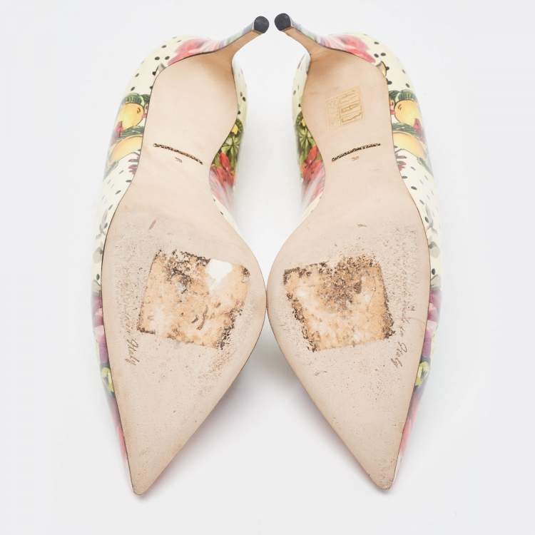 مملوكة مسبقًا Dolce & Gabbana Multicolor Floral Print Patent Leather Pointed Toe Pumps Size 38