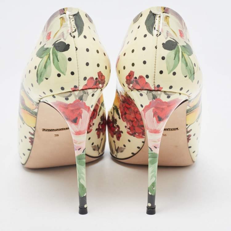 مملوكة مسبقًا Dolce & Gabbana Multicolor Floral Print Patent Leather Pointed Toe Pumps Size 38