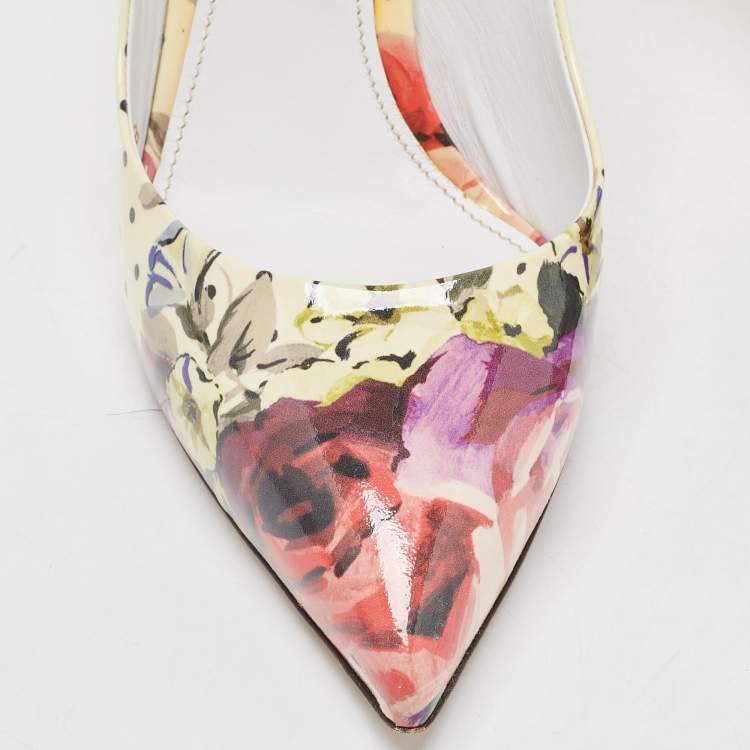 مملوكة مسبقًا Dolce & Gabbana Multicolor Floral Print Patent Leather Pointed Toe Pumps Size 38