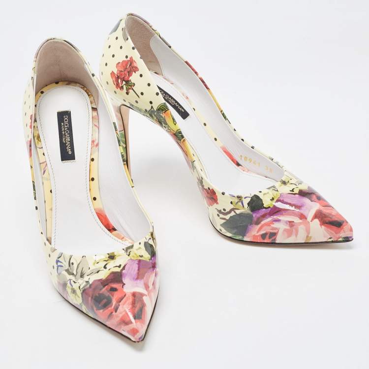 مملوكة مسبقًا Dolce & Gabbana Multicolor Floral Print Patent Leather Pointed Toe Pumps Size 38