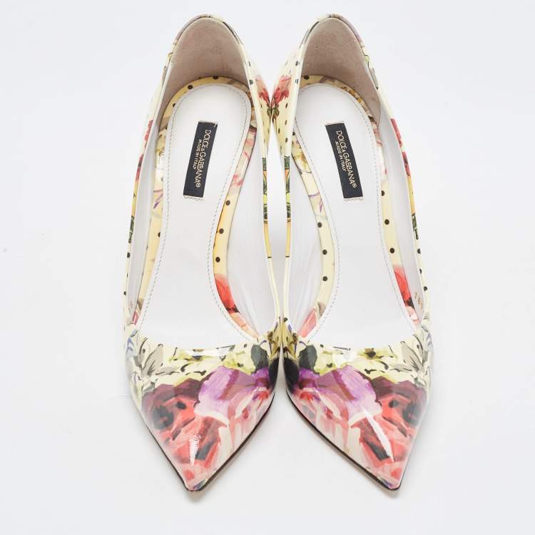 مملوكة مسبقًا Dolce & Gabbana Multicolor Floral Print Patent Leather Pointed Toe Pumps Size 38
