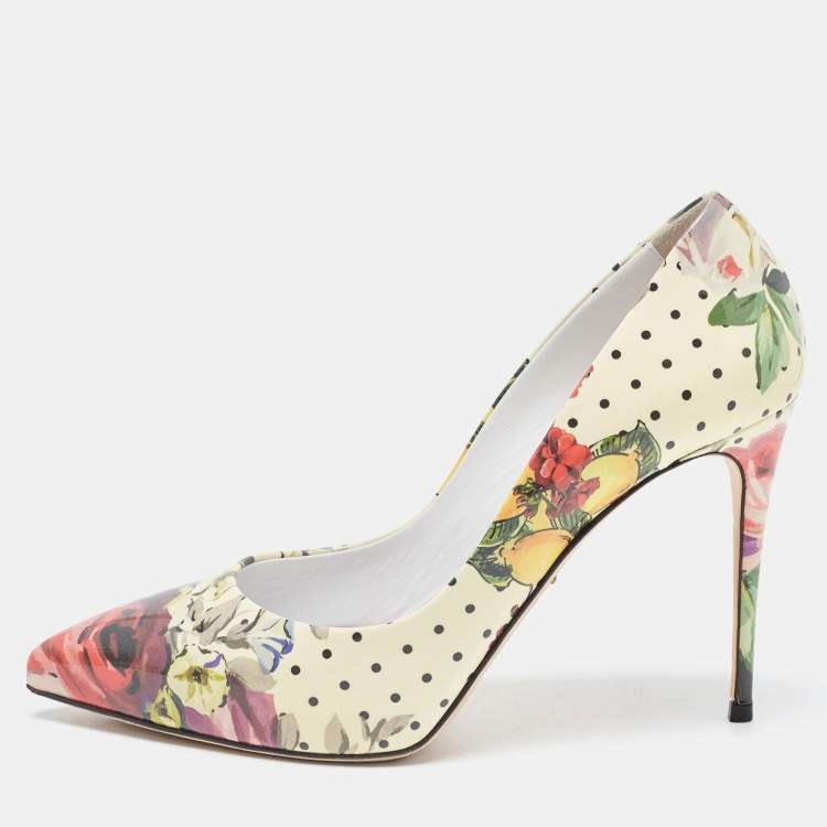 مملوكة مسبقًا Dolce & Gabbana Multicolor Floral Print Patent Leather Pointed Toe Pumps Size 38