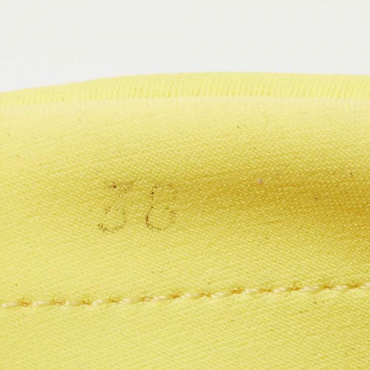مملوكة مسبقًا Dolce & Gabbana Yellow Neoprene Barcelona Embellished Slip On Sneakers Size 38