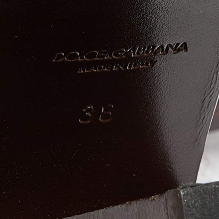 Pre Owned Dolce & Gabbana Burgundy Fur and Leather Calf Length Boots Size 38