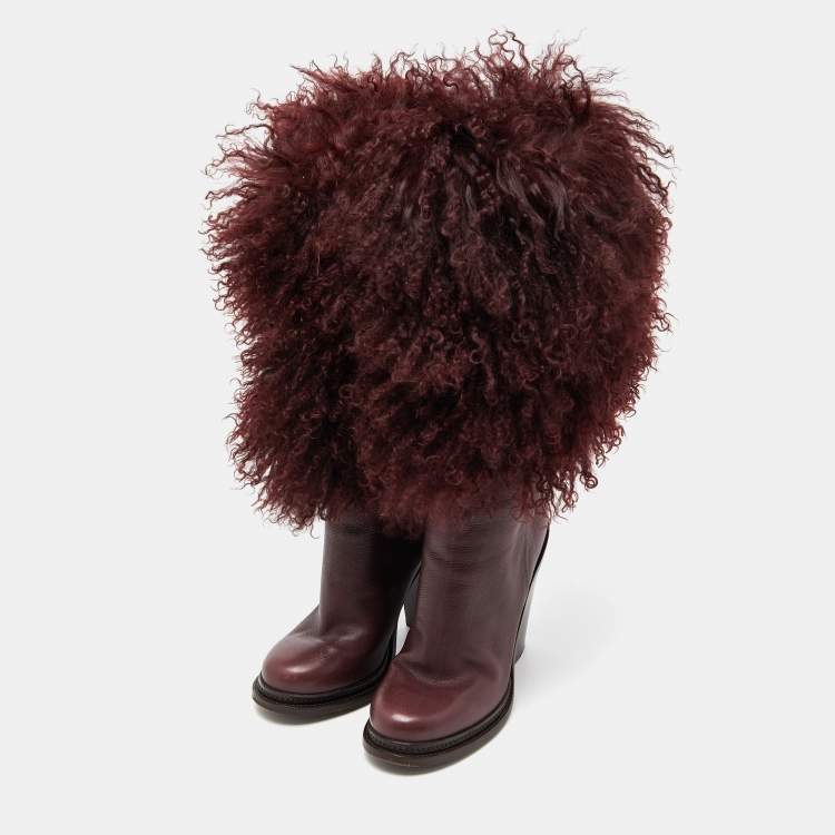 Burgundy on sale fur boots