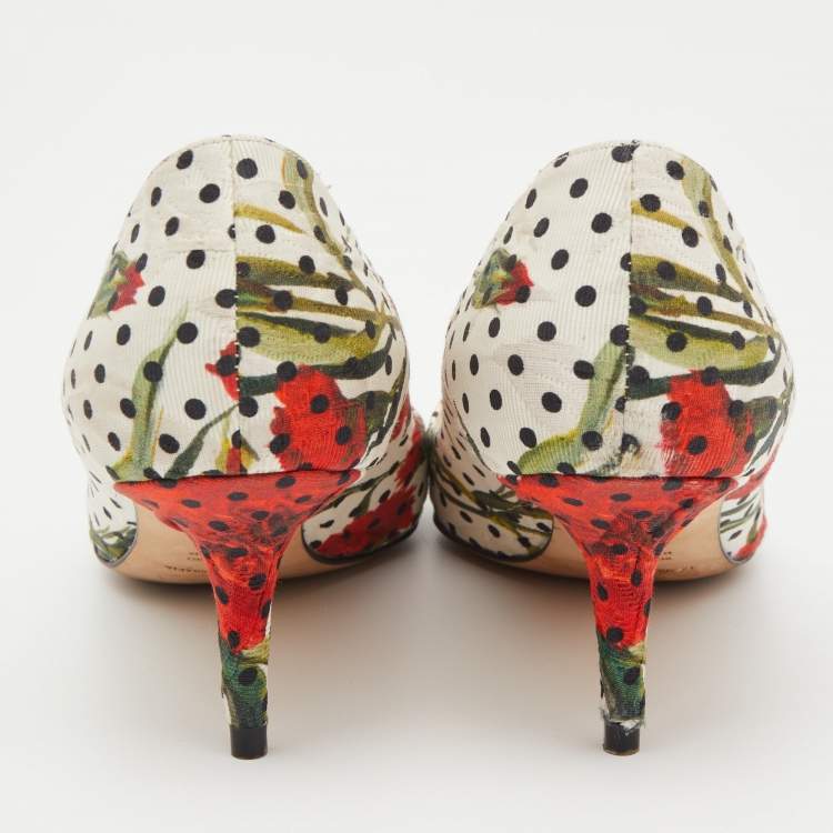 مملوكة مسبقًا Dolce & Gabbana Multicolor Floral Fabric Embellished Crystal Embellished Pointed Toe Pumps Size 39