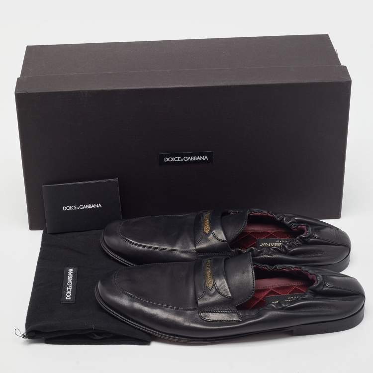 Pre Owned Dolce & Gabbana Black Leather Scrunch Loafers Size 39