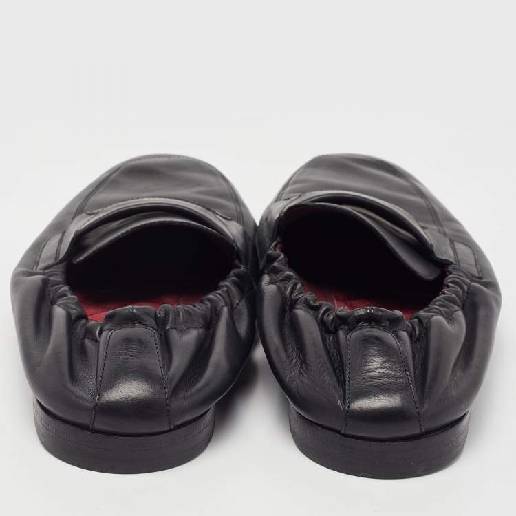 Pre Owned Dolce & Gabbana Black Leather Scrunch Loafers Size 39