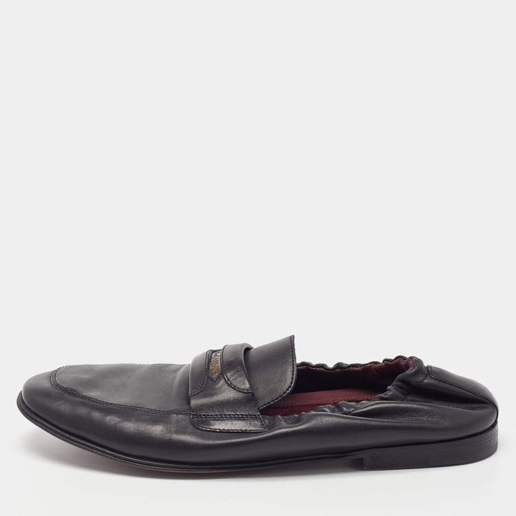 Pre Owned Dolce & Gabbana Black Leather Scrunch Loafers Size 39