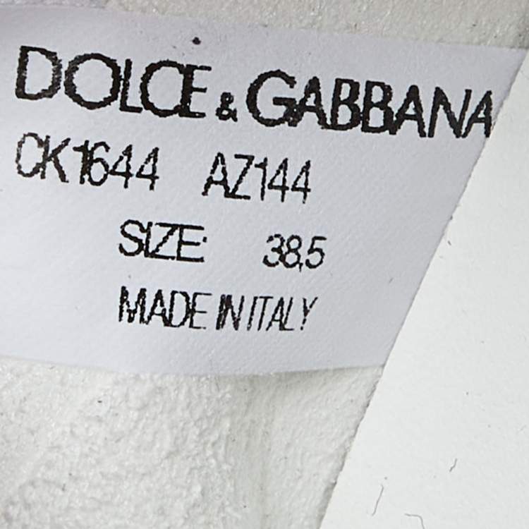 Pre Owned Dolce & Gabbana Silver/Black Fabric Crystal Embellished Sorrento Sneakers Size 38.5
