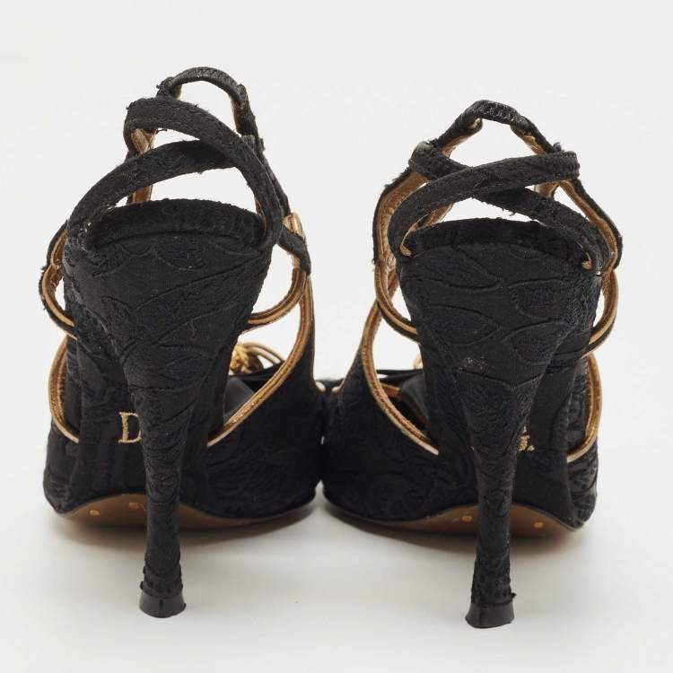 Pre Owned Dolce & Gabbana Black Mesh Slingback Pumps Size 38