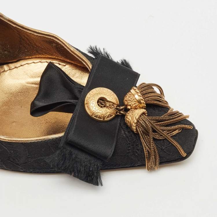 Pre Owned Dolce & Gabbana Black Mesh Slingback Pumps Size 38