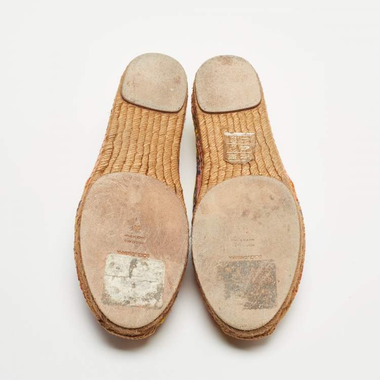 Pre Owned Dolce & Gabbana Multicolor Brocade Fabric Espadrille Flats Size 37