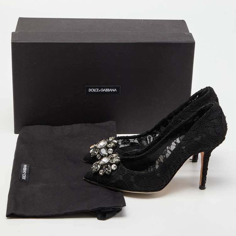 Pre Owned Dolce & Gabbana Black Lace Bellucci Pumps Size 35