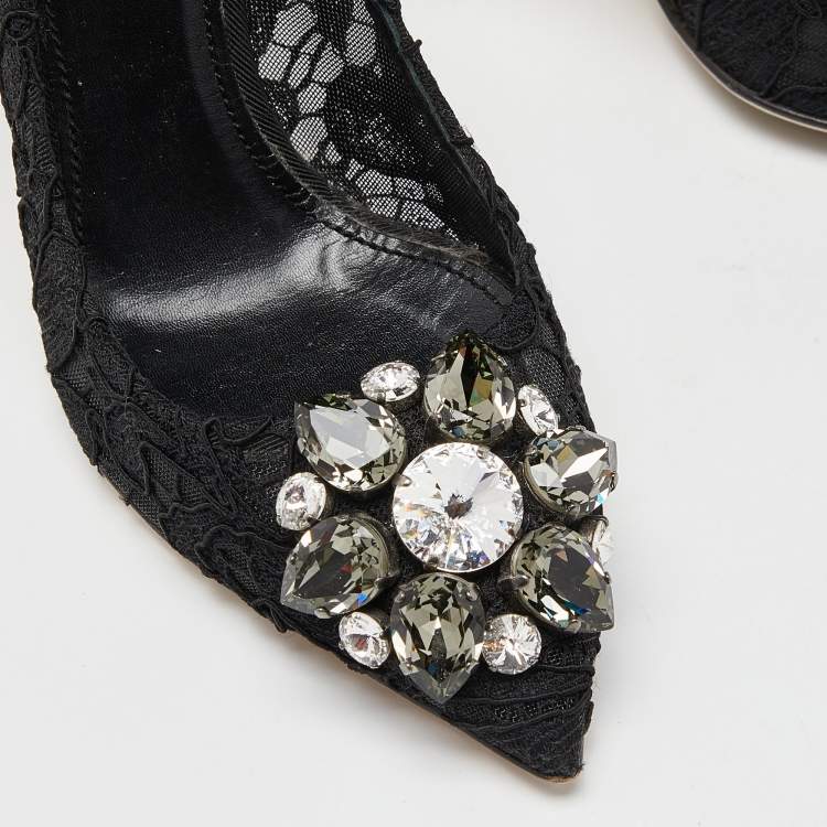 Pre Owned Dolce & Gabbana Black Lace Bellucci Pumps Size 35