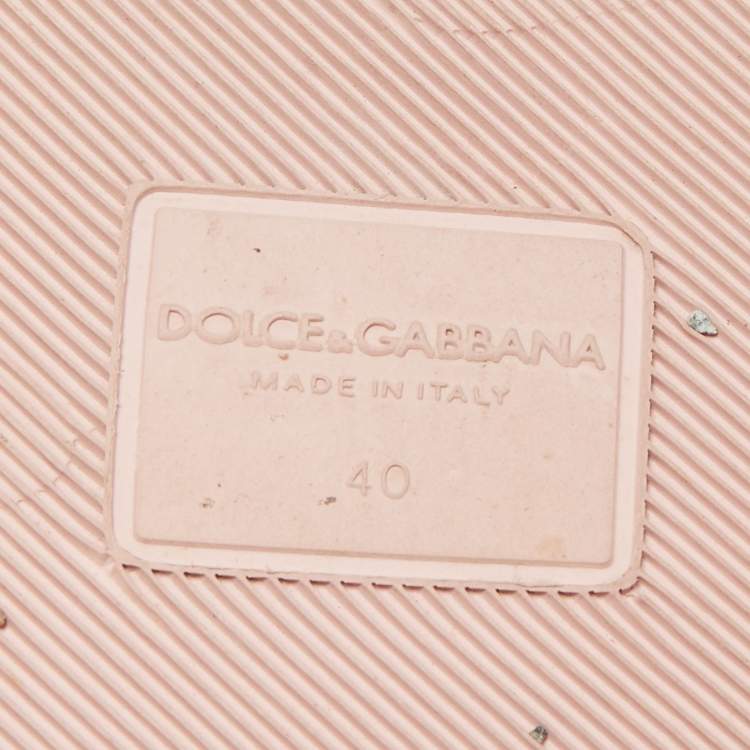 Pre Owned Dolce & Gabbana Pink Jacquard Fabric Embellished Slides Size 40