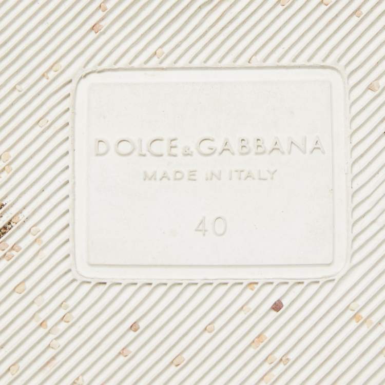 Pre Owned Dolce & Gabbana Multicolor Majolica Print Leather Slides Size 40