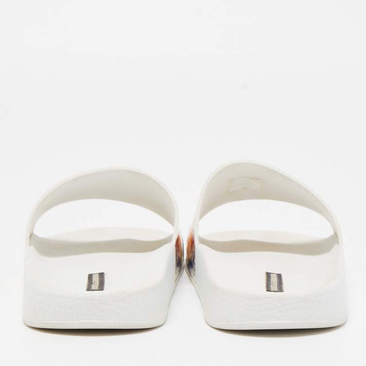 Pre Owned Dolce & Gabbana Multicolor Majolica Print Leather Slides Size 40